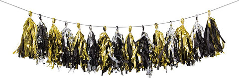 BLACK, GOLD AND SILVER TISSUE GARLAND