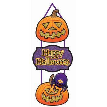 Hanging 3 Tier "Happy Halloween" Pumpkin Sign