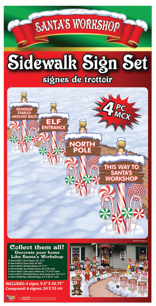 Santa's Workshop Sidewalk Sign Set - 4pcs.