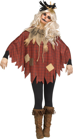 CUTE SCARECROW WOMENS PONCHO COSTUME