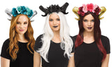 ADULT CUTE RAM HORNS WITH FLOWERS  3 OPTIONS