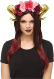 ADULT CUTE RAM HORNS WITH FLOWERS  3 OPTIONS