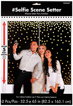 BLACK PHOTO BOOTH BACKDROP WITH GOLD DOTS