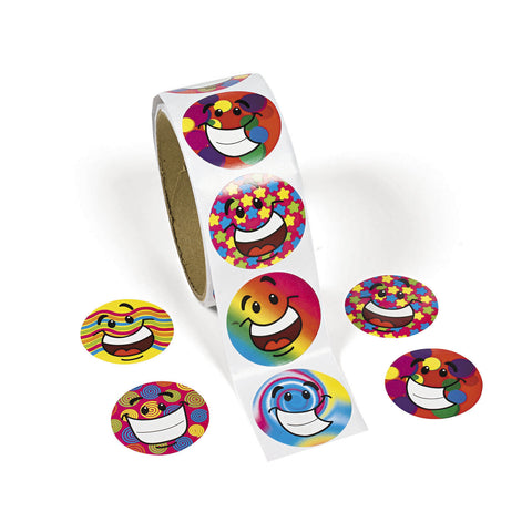 FUNKY SMILE FACE STICKERS 100PCS/ROLL