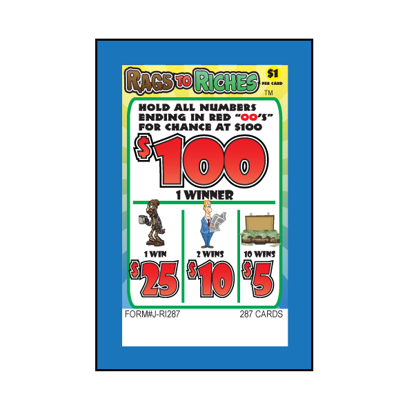 RAGS TO RICHES PULL TAB 287 TICKETS HornerNovelty
