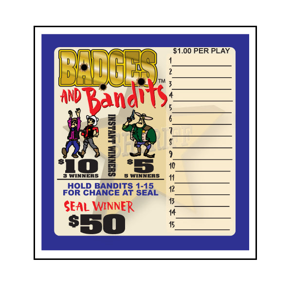 BADGES & BANDITS PULL TAB, 150 TICKETS