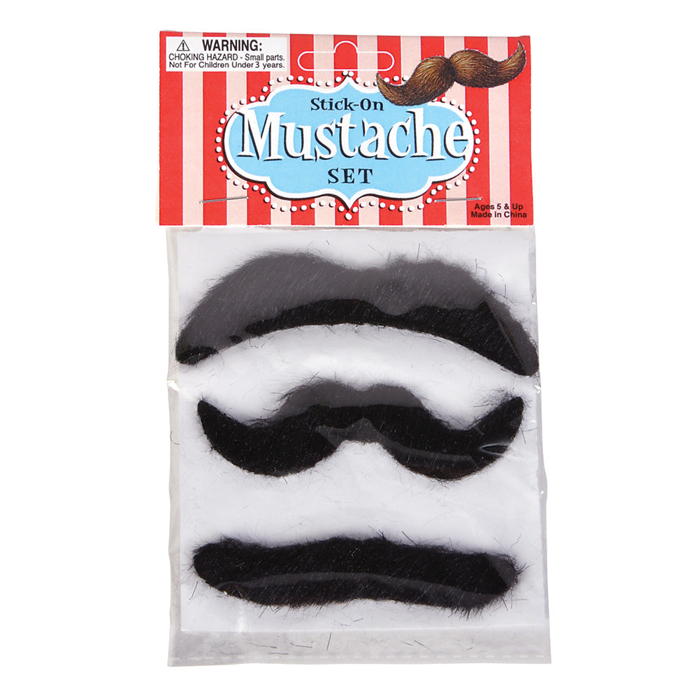 STICK ON MUSTACHE SET 3 PIECES
