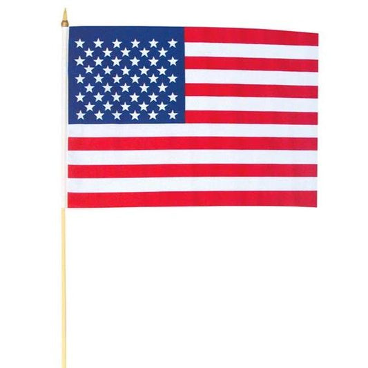 U.S. Flags on Wooden Stick