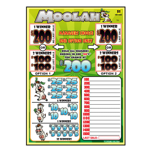 MOOLAH PULL TAB 588 TICKETS