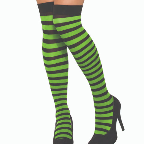 Striped Witch Socks - Green/Black
