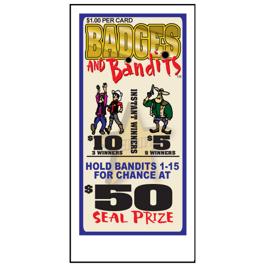 BADGES & BANDITS PULL TAB, 150 TICKETS