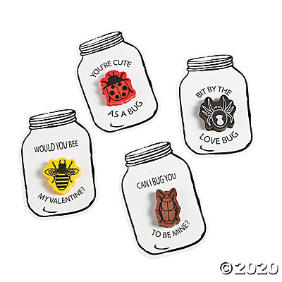 Bug Jar Eraser Valentine Cards