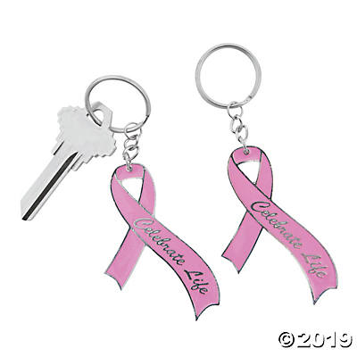 PINK RIBBON KEYCHAINS 12CT