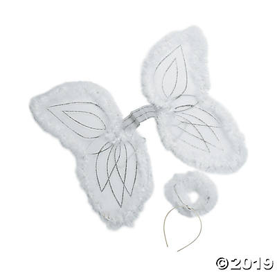 Child's White Marabou Angel Wings & Halo Headband