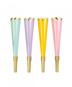 PASTEL PARTY HORNS   4CT