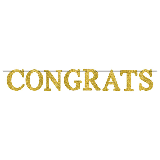 GOLD SPARKLE CONGRATS BANNER