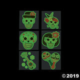 DAY OF THE DEAD GLOW IN THE DARK TEMPORARY TATTOOS 72CT