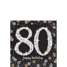 80TH BIRTHDAY BEVERAGE NAPKINS -  SPARKLING CELEBRATION