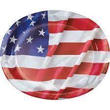 FLYING FLAG OVAL PAPER PLATES