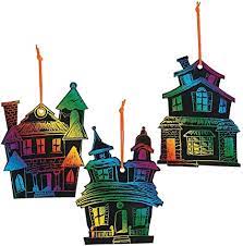 HALLOWEEN HAUNTED HOUSE MAGIC SCRATCH CRAFT KIT 12CTS