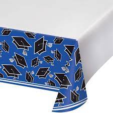 Blue Graduation School Spirit Plastic Tablecover
