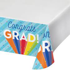 Rainbow "Congrats Grad!" Paper Tablecover