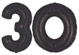 30TH BIRTHDAY 40" MYLAR BALLOON SET  - METALLIC BLACK