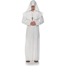 WHITE MONK ROBE WITH HOOD ADULT SIZE