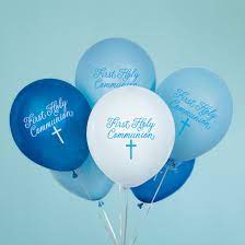 BLUE FIRST HOLY COMMUNION 12" LATEX BALLOONS