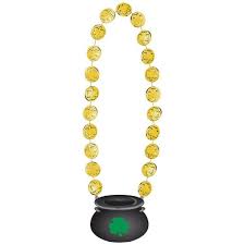St. Patrick Gold Coin Necklace with Black Pot