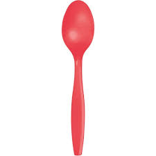 Coral Plastic Spoons