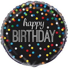 Black Birthday Rainbow Dot 18" Mylar Balloon