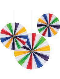 PRIMARY COLOR PAPER FANS 3PCS