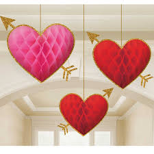 Valentine Glitter Honeycomb Heart w/Arrow