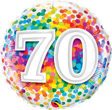 70TH BIRTHDAY 18" MYLAR BALLOON - RAINBOW DOTS