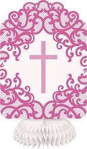 PINK FIRST HOLY COMMUNION CENTERPIECES