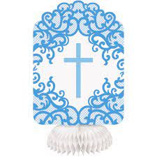 BLUE FIRST HOLY COMMUNION CENTERPIECES