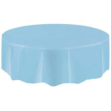 Light Blue Round Value Plastic Table Cover