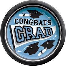 Powder Blue 8.5" Congrats Grad Paper Plates