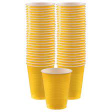 PLASTIC CUPS - YELLOW SUNSHINE   18OZ   50PCS/PKG