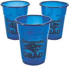 Blue Congrats Grad 16oz. Disposable Plastic Cups