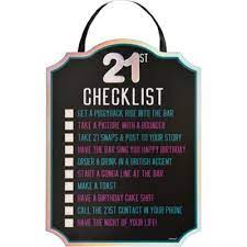 21st Birthday Hanging Checklist Sign