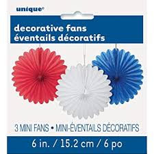 Red, White, and Blue Mini Fan Decorations