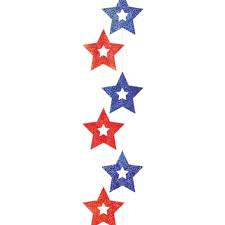 Red and Blue Hanging Star Decorations