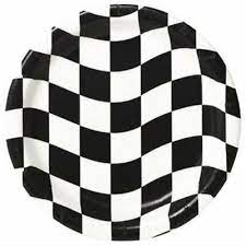 Black and White Checkered 7" Paper Plate