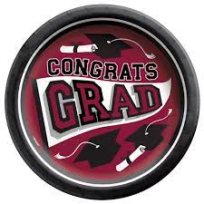Burgundy / Maroon Congrats Grad 8.5" Paper Plates