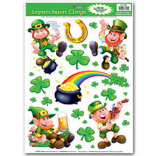 Leprechaun & Shamrocks Window Clings