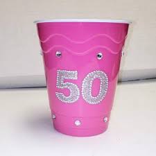 " 50 " Pink Cup with Stone Jewels