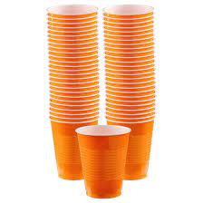 PLASTIC CUPS - ORANGE   18OZ   50PCS/PKG