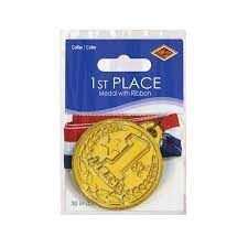 First "1st" Place Gold Medal w/Ribbon